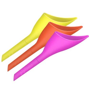 Imagem de Kit 3 x Pipizito Funil Urinário Reutilizável (Amarelo, Laranja e Rosa)
