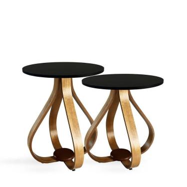 Imagem de Conjunto Mesa Lateral De Canto Pés Cebola Preto