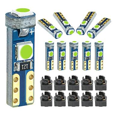 Imagem de DODOFUN Lâmpada de LED Ice Blue T5 37 74 com soquete de trava de torção PC74 PC37 para painel de instrumentos, medidor de luz, pacote com 10