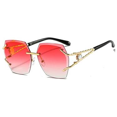 Imagem de Óculos de sol femininos de luxo sem moldura óculos de sol masculinos sombras a forma irregular ao ar livre senhoras diamante óculos de sol uv400,3, china