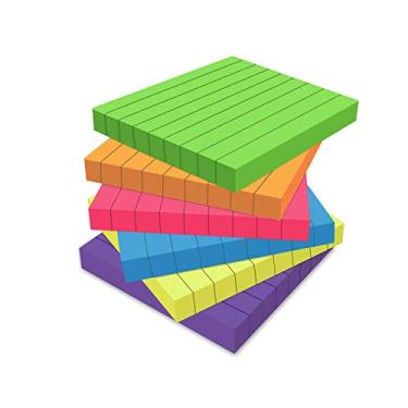 Imagem de WeTest Pacote com 6 notas adesivas coloridas – adesivos super colantes coloridos, adesivos fortes, 100 folhas/bloco (7,6 x 7,6 cm)