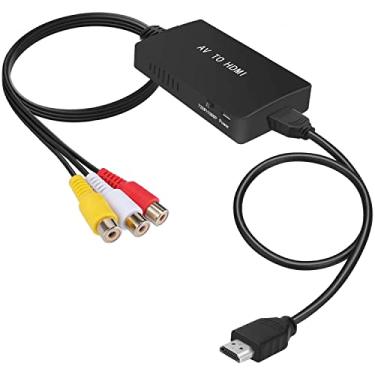 Imagem de Tengchi Conversor RCA para HDMI, suporte adaptador composto para HDMI 1080P PAL/NTSC compatível com PS one, PS2, PS3, STB, Xbox, VHS, VCR, Blu-Ray DVD Players, preto