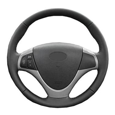 Imagem de Cobertura de volante de carro de couro preto costurado à mão, para Hyundai i30 2009-2011 / Elantra Touring 2010-2012