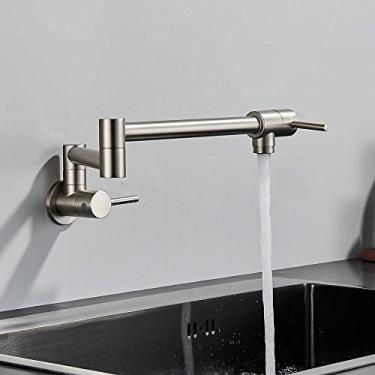 Imagem de Torneira de parede preta cromada única torneira de água fria 360 bico giratório torneira de lavagem dobrável pescoço torneira da cozinha do banheiro, C4