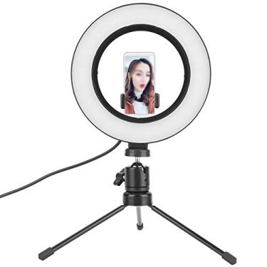 Imagem de Luz de anel de vídeo LED de 6 polegadas, luz de preenchimento LED regulável com suporte para maquiagem de câmera de vídeo ao vivo, gravação de vídeo ao vivo com selfie