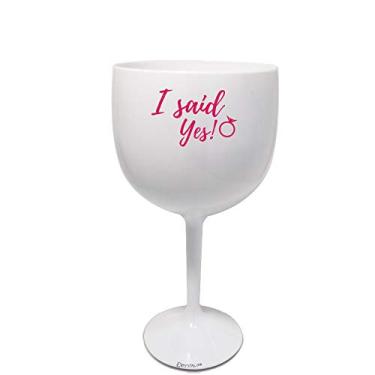 Imagem de 8 Taças Gin Acrilico 550ml Branca e Transparente Haste Rosa Despedida de Solteira