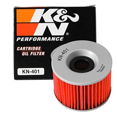 Imagem de K&N Filtro de óleo de motocicleta: alto desempenho, premium, projetado para ser usado com óleos sintéticos ou convencionais: serve para veículos Kawasaki selecionados, KN-401