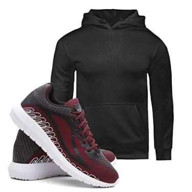 Imagem de Kit Moletom Masculino Algodão Conforto + Tenis Masculino SPEED Conforto - Preto/Vermelho - P/43