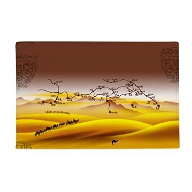 Imagem de DIYthinker Tapete antiderrapante para porta de banheiro do deserto ao longo do caminho para o mapa de estrada de seda