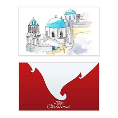 Imagem de Imerovigli Village in Santorini Greece Holiday Holiday Merry Christmas Cartões de parabéns Mensagem de Natal