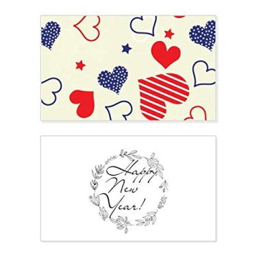 Imagem de Cartão de felicitações de ano novo pentagrama em forma de coração azul vermelho mensagem presente