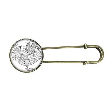 Imagem de Pintura de pássaro Flying Line Art Deco, presente moderno retrô, broche de metal