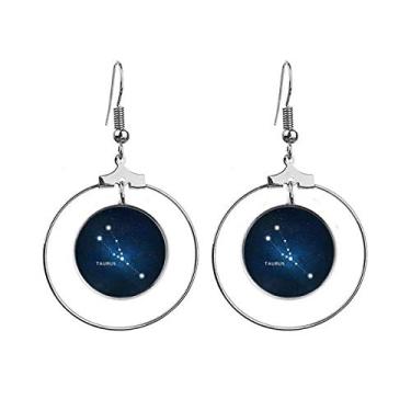 Imagem de Brincos com símbolo do zodíaco da Constelação Taurus Pingente Joias Círculo Gota
