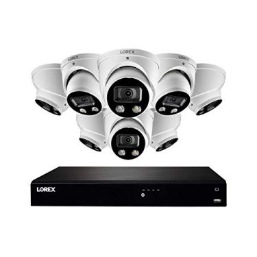 Imagem de Lorex 4KSDAI168D-2 4K dissuasão 16 Sistema de Vigilância Canal inteligente w / N862A63B 4K 3 TB NVR e 8 E892DD 4K inteligente dissuasão Câmaras abóbada