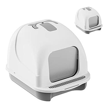 Imagem de Caixa de areia para gatos, evita odores, aberturas superiores totalmente fechadas, caixa de areia para gatos, design de pedal para viagens (grande)