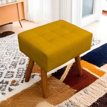 Imagem de Puff Retangular Para Sala E Quarto Palito Mel Suede Amarelo - Wed Deco