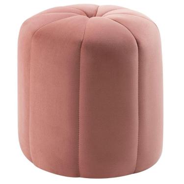 Imagem de Puff Petala Daf Móveis 42 cm (altura) em Madeira Eucalipto Revestida Espuma D28 Veludo Rosa