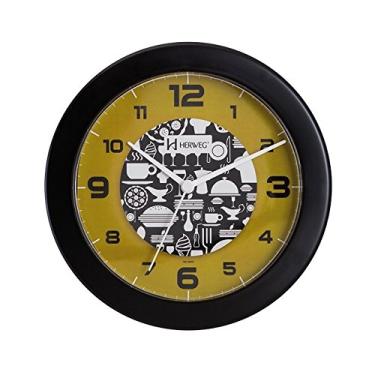Imagem de RELÓGIO DE PAREDE ANALÓGICO DECORATIVO IDEAL PARA COZINHA HERWEG PRETO