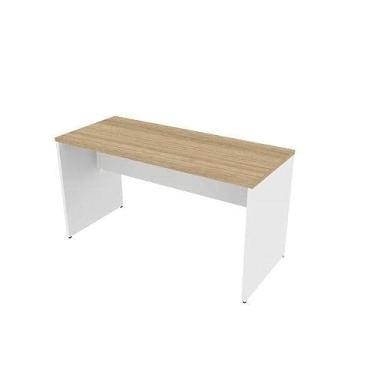 Imagem de Mesa Reta Corp 25mm 80 cm Bramov Móveis Branco/Carvalho Mel