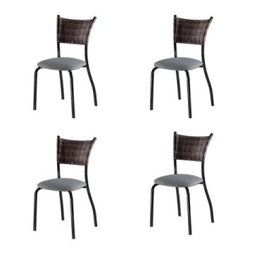 Imagem de Conjunto Com 4 Cadeiras Espanha Viii Cinza Escuro 89 Cm - Mais Decor