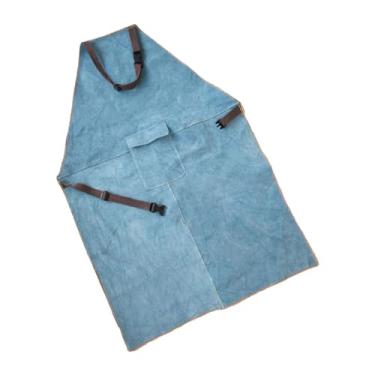 Imagem de shamjina Avental de proteção de soldagem anti chama vestuário jaqueta de soldagem ferramenta bolsos multifuncional soldador roupas casaco, 60cmx90cm Azul