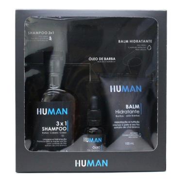 Imagem de Kit Para Barba Human Shampoo 3 Em 1, Óleo E Balm Hidratação