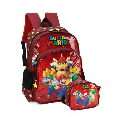 Imagem de Kit Escolar Super Mario Bros Mochila Reforçada + Lancheira V