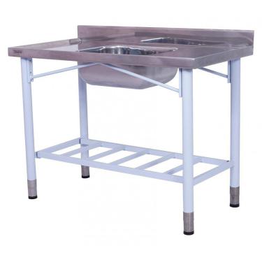 Imagem de Pia Industrial Benfati Inox 430 120x60cm Pés Pintados Paneleiro Gradeado com 1 Cuba 551GR