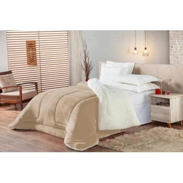 Imagem de Coberdrom Cobertor Edredom Casal Queen Sherpa lã de Carneiro Dupla Face 2,20m x 2,40m (Avelã)