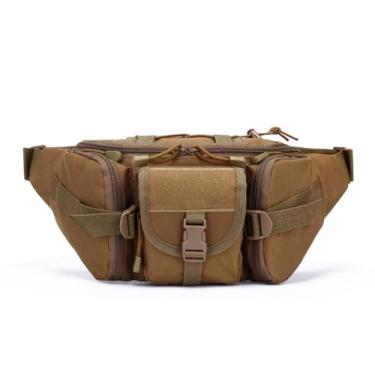 Imagem de Pochete tática, bolsa de espera masculina dupla, cinto de quadril, bolsas utilitárias para pesca ao ar livre, caminhadas, escalada, ciclismo, Cor cáqui, 35X10X17CM