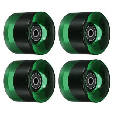 Imagem de PATIKIL Rodas Longboard de 60 mm com rolamentos ABEC-9, pacote com 4 rodas de rua para skates Cruiser substituição de roda 80A, verde transparente preto