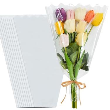 Imagem de BEISHIDA 100 pçs sacos transparentes para buquê de flores de celofane mangas de plástico sacos de embrulho para buquê de floristas suprimentos dia das mães dia dos namorados (transparente, 45 x 30 cm)
