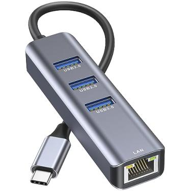 Imagem de Adaptador USB C para Ethernet, Adaptador de rede LAN Gigabit Ethernet Vilcome RJ45 para USB C Thunderbolt 3/Tipo-C Compatível com MacBook Pro 2021/2020/2019/2018/2017, MacBook Air, Dell XPS e mais