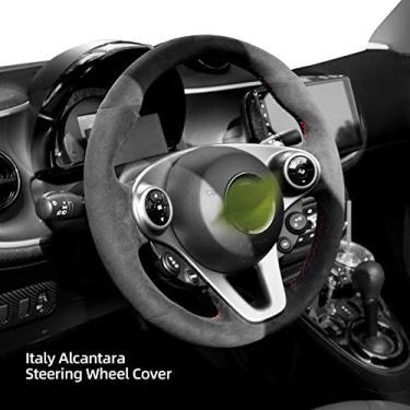Imagem de Alfanxi Costura manual Itália Alcantara Capa de volante para carro envoltório para Smart ForTwo/ForTwo Electric Drive