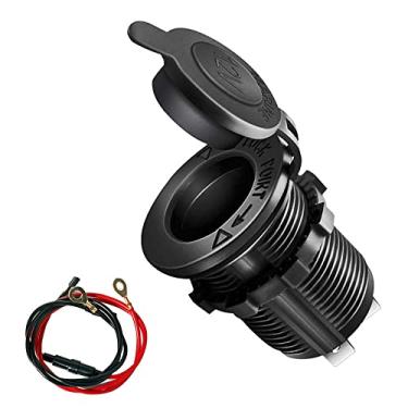 Imagem de VARGTR Soquete de isqueiro, montagem embutida de 12 volts com plugue à prova d'água, soquete de isqueiro, tomada de tomada para carro, barco, marinha, motocicleta, quadriciclo, trailer, caminhão, carrinho de golfe