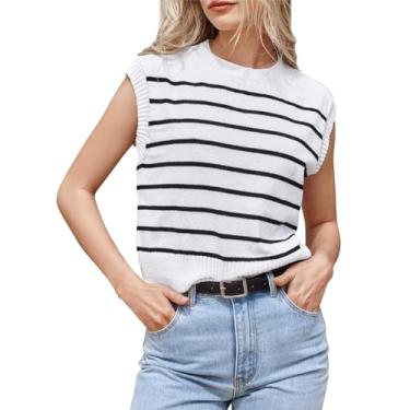 Imagem de Camiseta feminina de algodão feminina sem mangas primavera e verão com capuz tricotado casual feminina de algodão, Branco, XXG