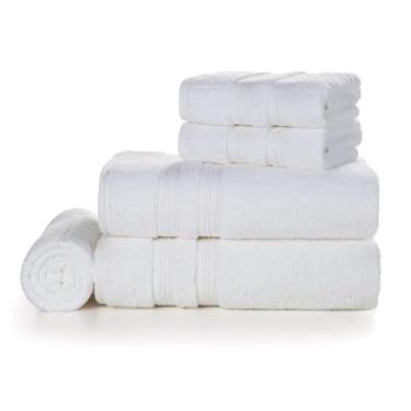 Imagem de Jogo de Toalhas de Banho Gigante 100% Algodão Macia Alta Absorção Karsten Unika, Banhão 500g/m² - 5 Peças (Branco)