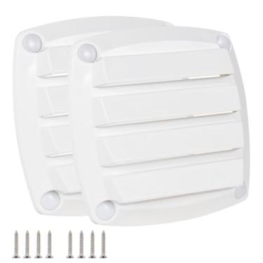 Imagem de Xztrdi 2 peças de tampa de ventilação de saída de escape de barco ventilação de duto de ventilação de duto ventilação de exaustão marítima ventilações louvered respiradouros Soffit exaustão secador kit de ventilação pontão barco grelha entrada de ar (branco *2)