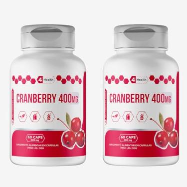 Imagem de Cranberry 400mg 60 Cápsulas - Tecnologia Americana KIT 2 (POTES) - 4 Health