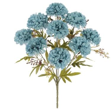 Imagem de Arranjo de Flores Artificiais de Cravos Franceses, 10 Flores, Decoração para Casa, Casamento, Festa, Rosa ou Azul (Azul)
