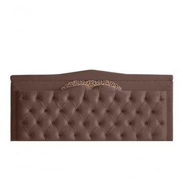 Imagem de Cabeceira De Cama Box Painel Helena Casal 140 Cm Retro Capitonê Botão Encapados Suede Rosê Eli Móveis