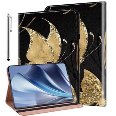 Imagem de ALILANG Capa para Samsung Galaxy Tab S6 Lite 10,4 polegadas 2024/2022/2020 (SM-P620/P610/P613) com Stylus, capa dobrável de couro PU à prova de choque para Galaxy Tab S6 Lite - Fluorescência