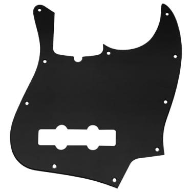Imagem de Musiclily Pro 10 Furos Estilo Moderno Escudo Baixo Pickguard para Americana Jazz Bass 4 Cordas, 1 Camada Preto Fosco