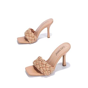 Imagem de Cape Robbin Tilio Salto alto sexy stiletto para mulheres, bico aberto quadrado, Nude., 40