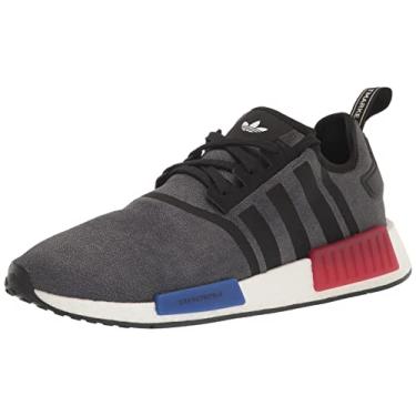 Imagem de adidas Originals Tênis masculino NMD_r1, Preto/azul semitrlúcido/vermelho glória, 9.5