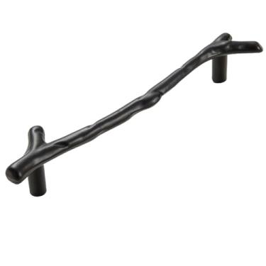 Imagem de Maçaneta em forma de ramos de metal, acessório para móveis, mesa de cozinha, maçaneta, parafusos, maçaneta externa da porta, gaveta, preto 128mm