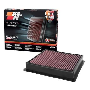 Imagem de K&N Filtro de ar do motor original de alto fluxo vitalício: Aumento de potência: Premium, Lavável: Compatível com Ford 2020-2025: F250, F350, F450, F550, F600, 33-5100