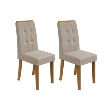 Imagem de Kit 2 Cadeiras Sala Jantar Celebrare 2 Un Rovere/Amêndoa/Veludo Naturale Creme - Lopas