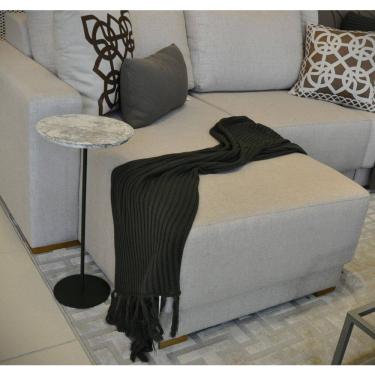 Imagem de Mesa Lateral Norina ALTA, tampo redondo MDF/Marmorizado Imerso e base Verde Oliva. Marmorizado