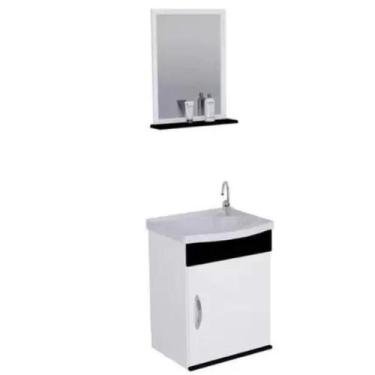 Imagem de Toucador Armário Banheiro Suspenso Siena 1 Porta Preto - A J Rorato